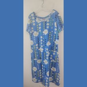Moon Beams SS Blue Floral House Dress/Nightgown Sz Medium